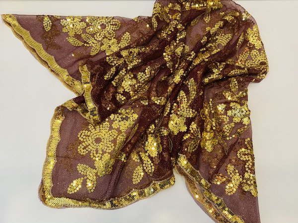 Henna Kopftuch mit Handschuhen 3 tlg. Set "Bordeaux - Gold"