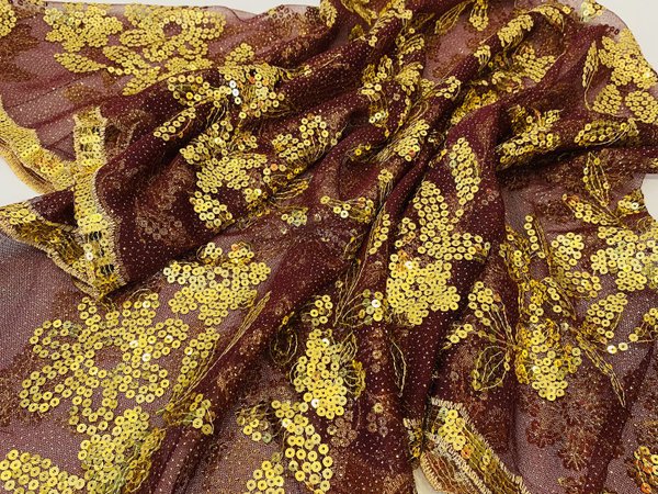 Henna Kopftuch mit Handschuhen 3 tlg. Set "Bordeaux - Gold"